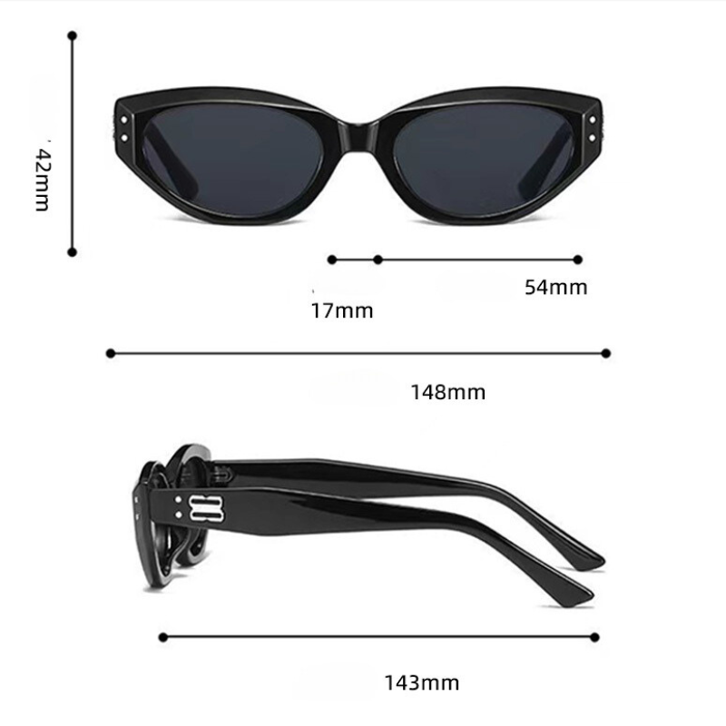 Black Cat-Eye Studded Sunglasses