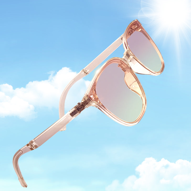 Blush Pink Square Foldable Gradient Sunglasses